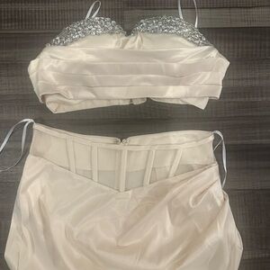 Elegant Cream Asymmetrical Skirt